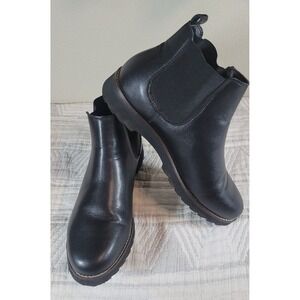 Blondo Women's Waterproof Black Leather Chelsea Ankle Boots Size 9.5M Lug‎ Sole